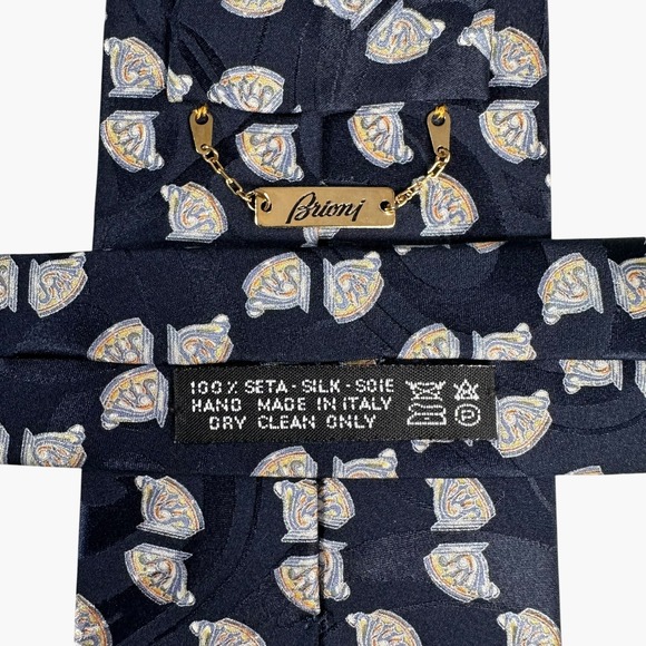 Brioni Other - Brioni Silk‎ Tie Mens One Size Navy Blue Geometric Abstract Hand Made Italy